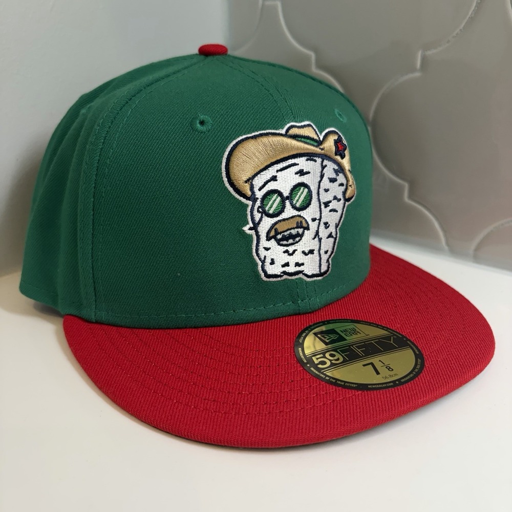 New Era Frisco Roughriders MiLB Copa 59FIFTY Green Red Fitted Hat Size 7 1/8